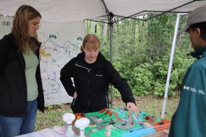 Photo of BRWA staff demonstrating a watershed table at a different, but similar event as Love the Lake Day